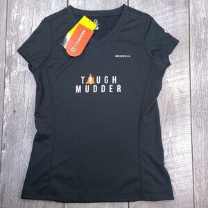 Merrell Womens Fastrex Tech Shirt Size Small Black Tough Mudder Short Sleeve
